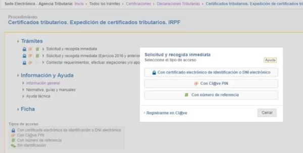 certificado no declarante irpf
