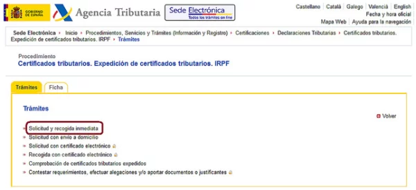certificado no declarante irpf