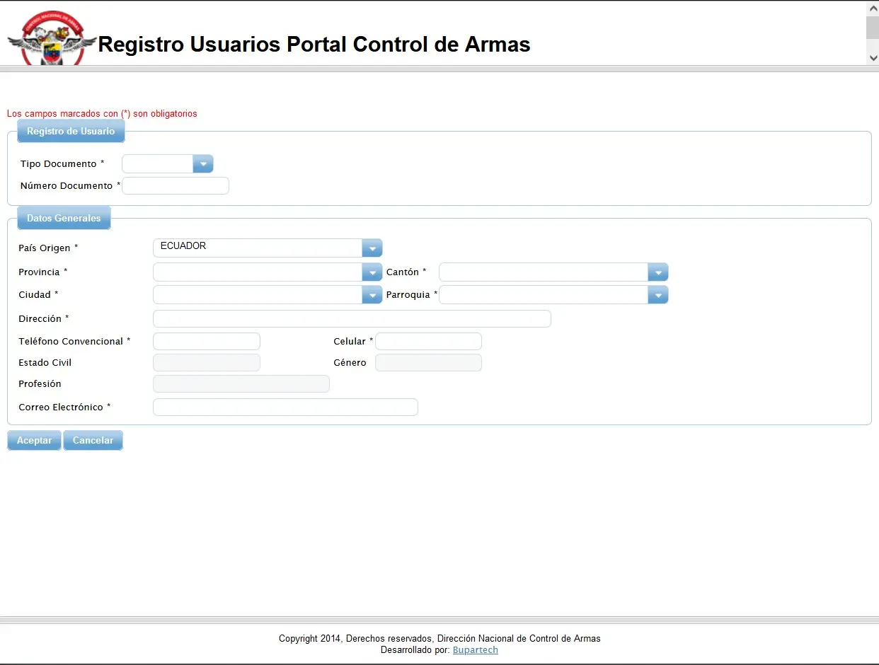 registro usuarios portal control de armas