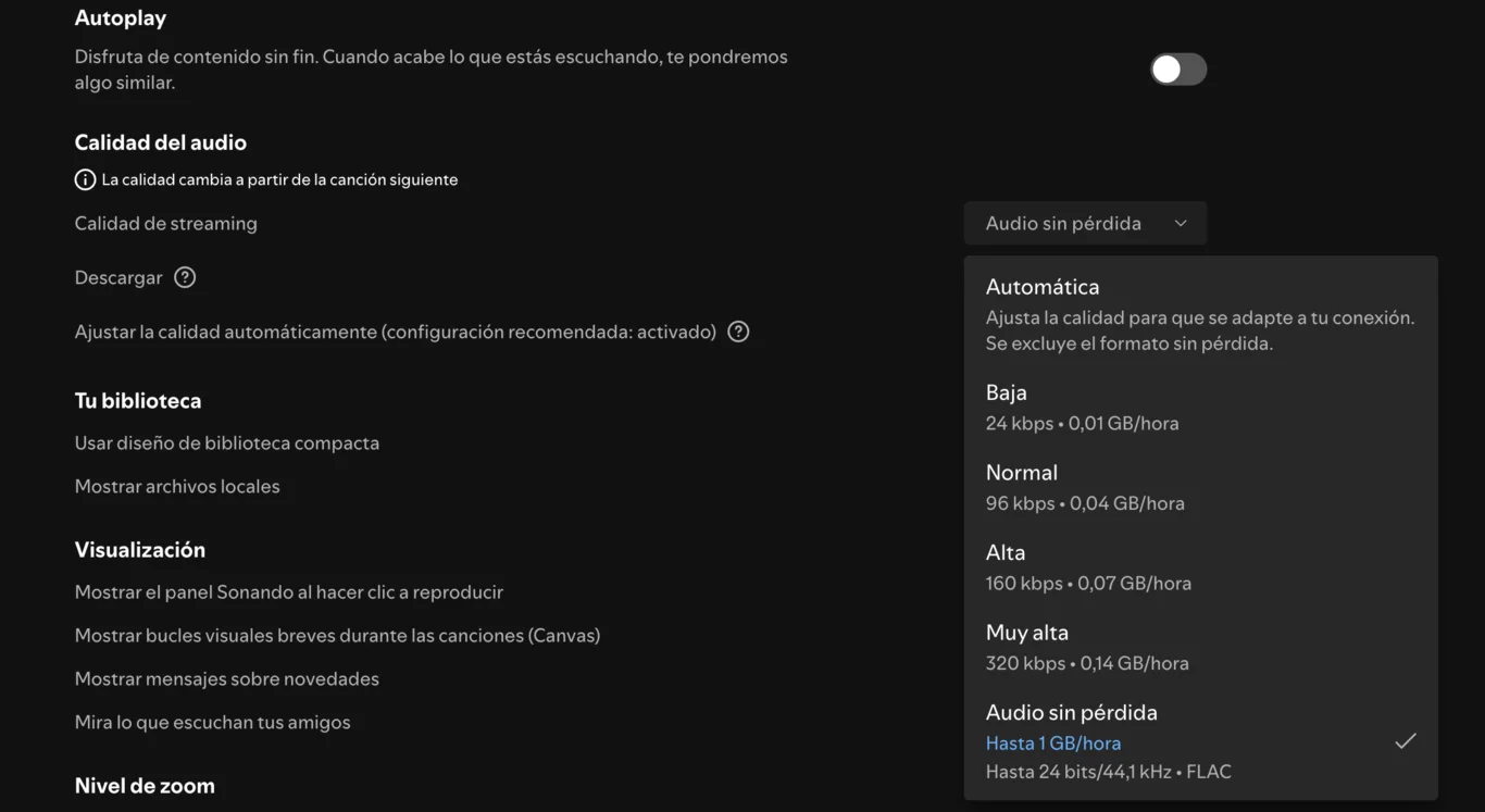 activar spotify hifi