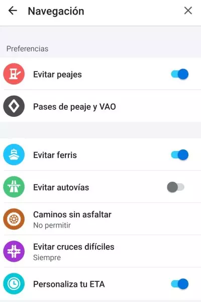 ajustes waze