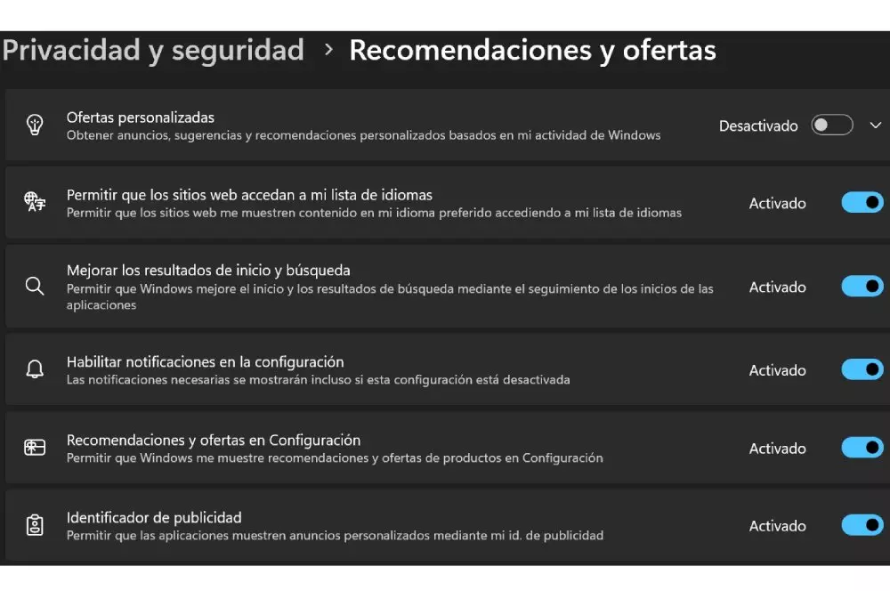 anuncios en windows 11