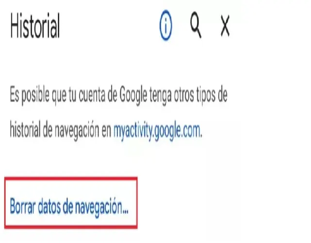 borrar datos navegacion