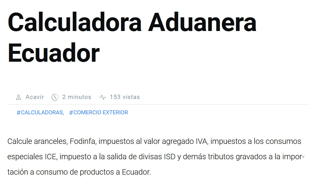 calculadora aduanera