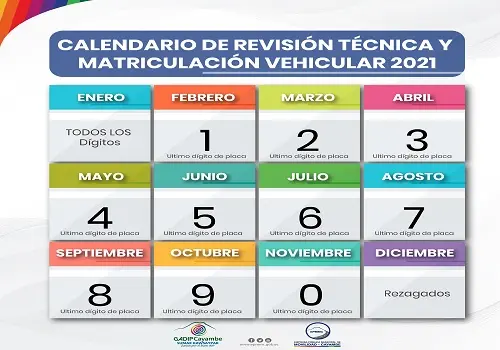 calendario de matriculacion vehicular