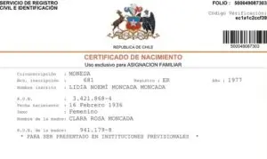 certificado nacimiento