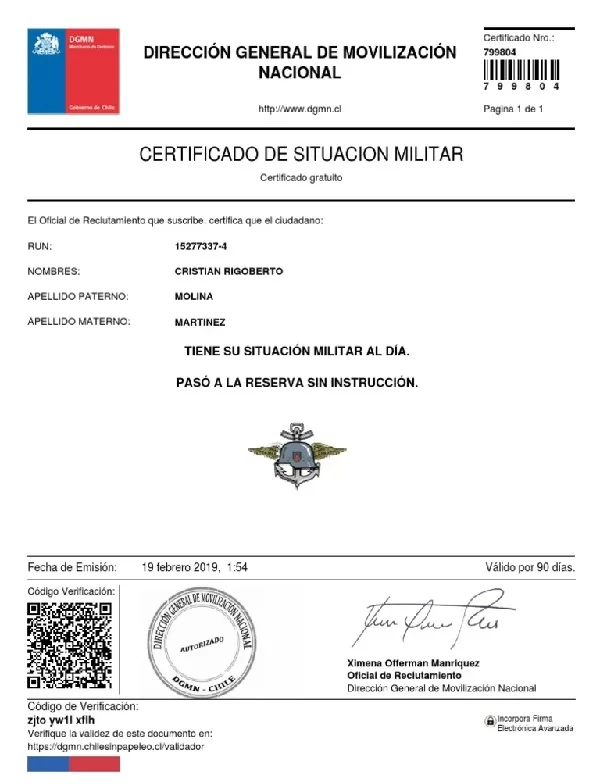 certificado situacion militar