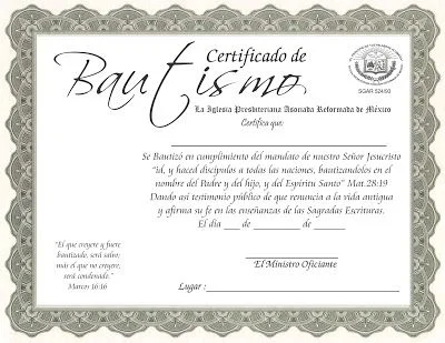certificado bautismo