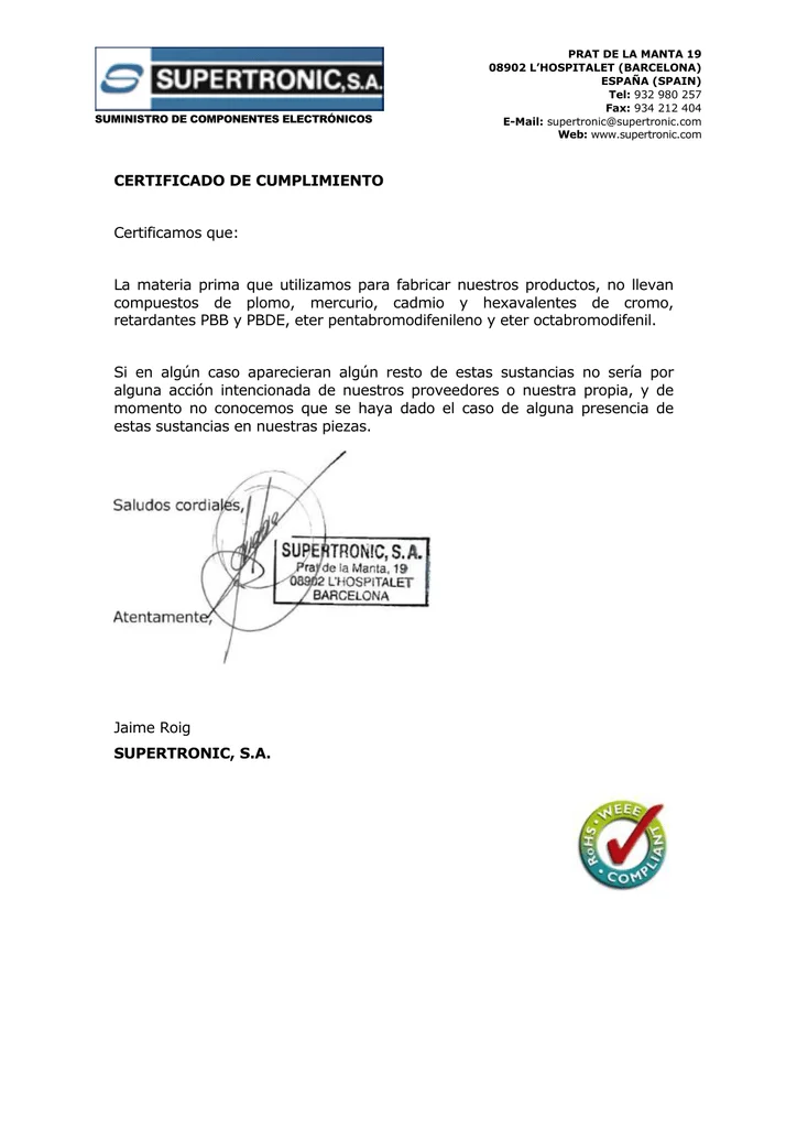 certificado rohs