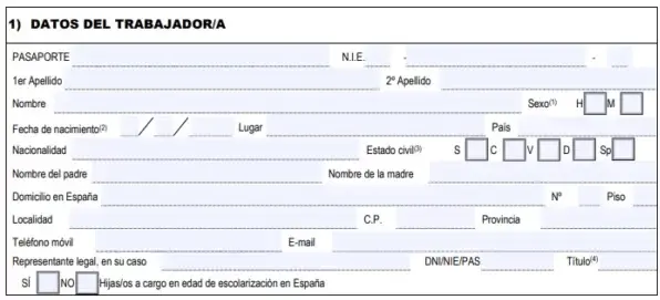 datos trabajador