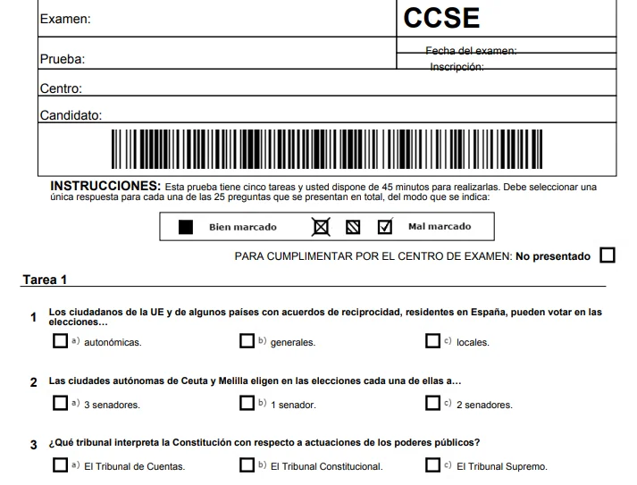 examen nacionalidad espanola