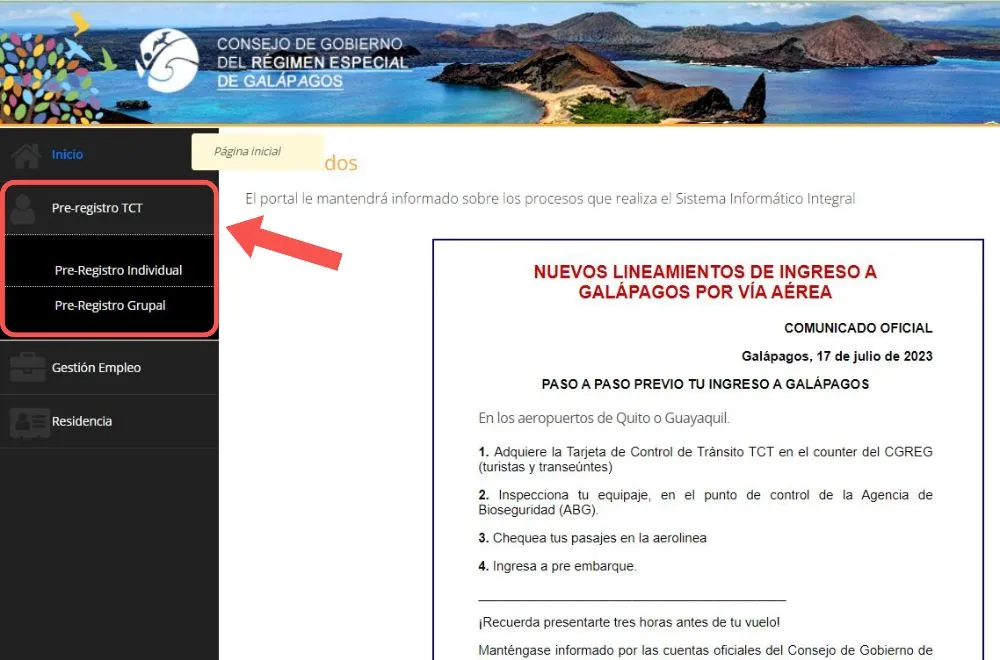 ingreso galapagos