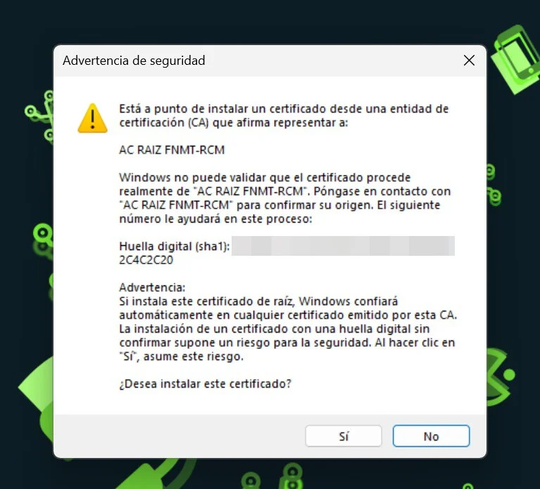 instalar el certificado digital en el ordenador