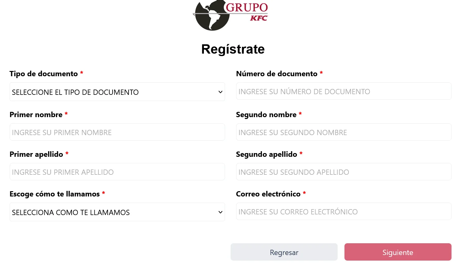 kfc registro