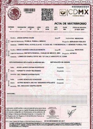 certificado matrimonio