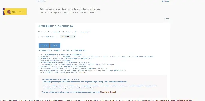 ministerio justicia registro civil