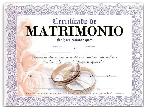 certificado matrimonio