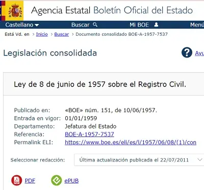 registro civil 1957