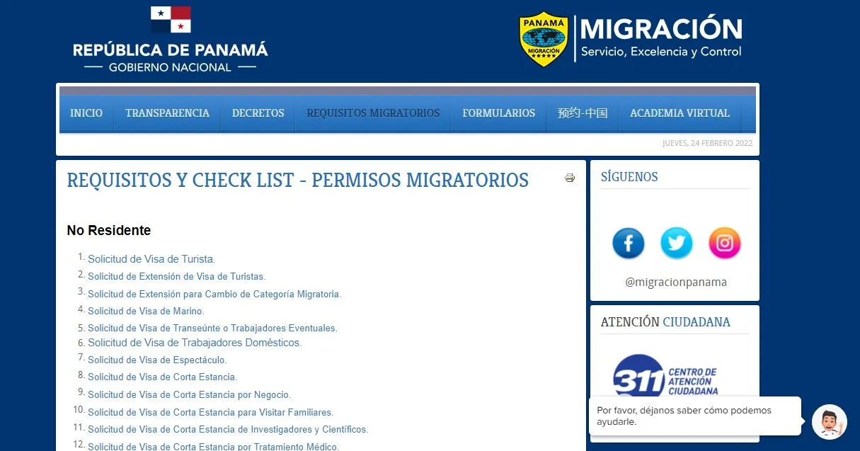 permisos migratorios panama web