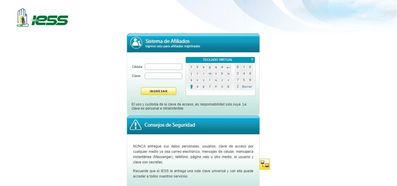 sistema afiliados iess web