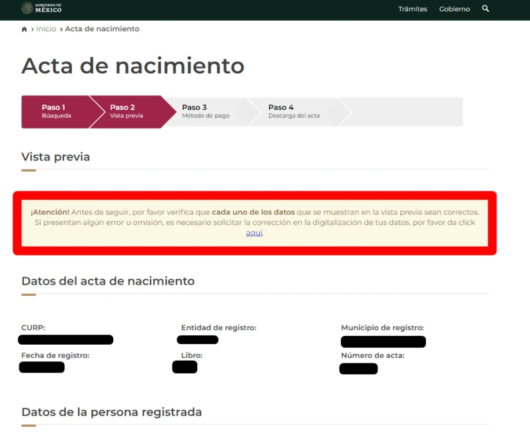 Acta de nacimiento en Internet