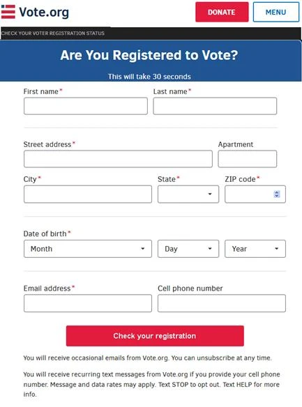 registrado votar usa